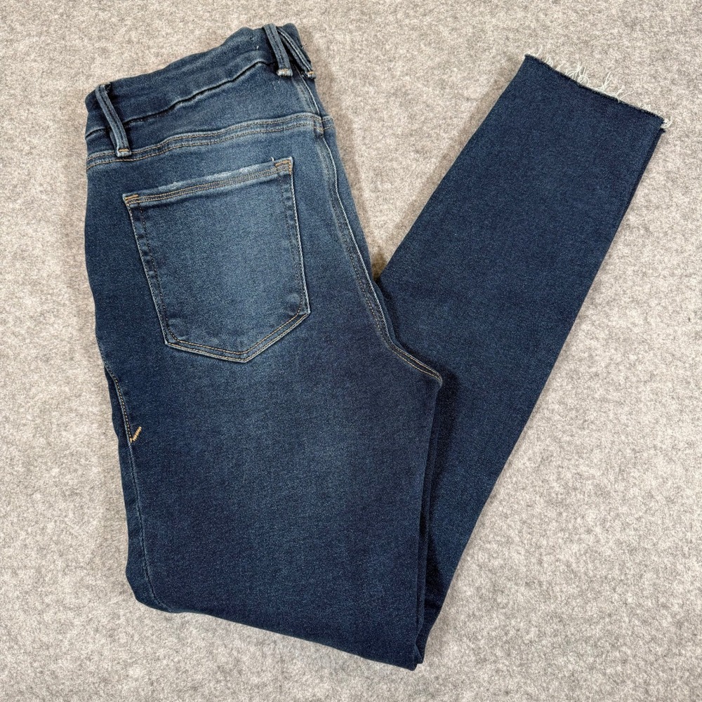Good American Good Legs High Rise Skinny Jeans Blue Raw Hem GLRH941T Size 10/30